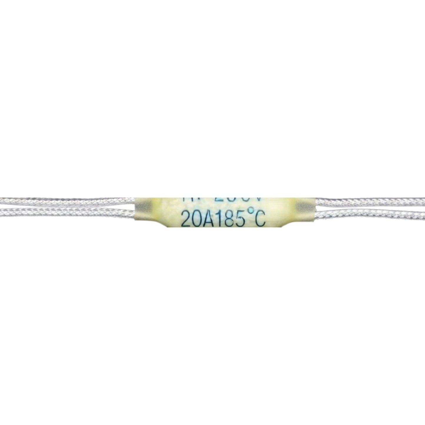Thermistor with temperature rating on a white background