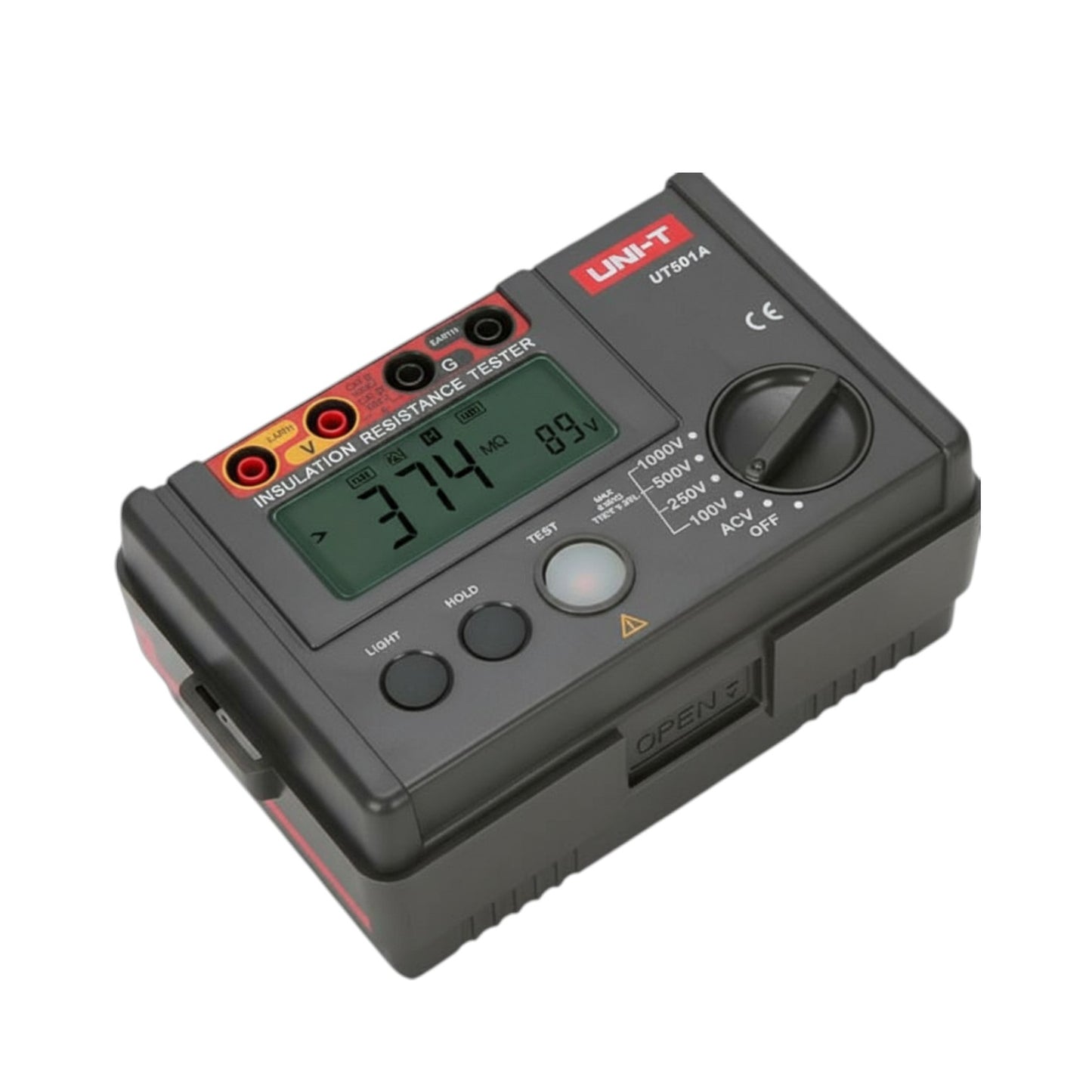Digital multimeter with a digital display on a white background UNI-T Digital Insulation Resistance Tester UT502A Digital LCD Display 2500V Max 0-300V Electx Electrical Supply
