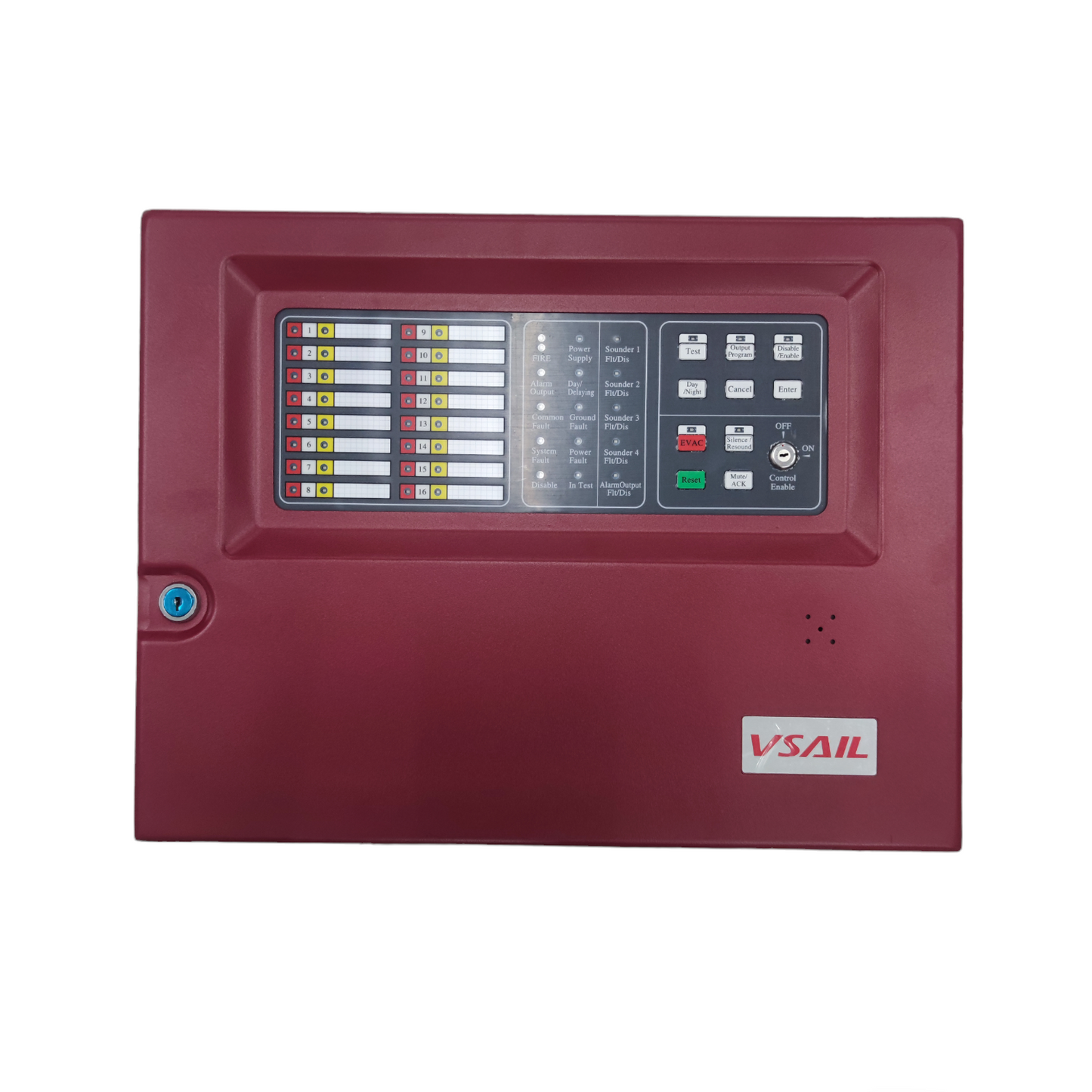 VSAIL Control Panel Conventional Type 16 Zones fire alarm system with multiple indicator lights and control buttons