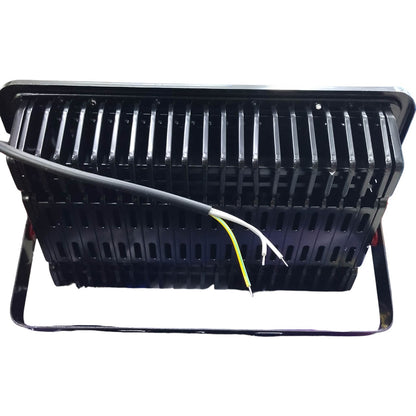 Black rectangular light fixture with visible wiring on a white background