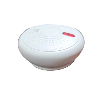 Photoelectric Smoke Alarm Watcher white round smoke detector with test button and red indicator light