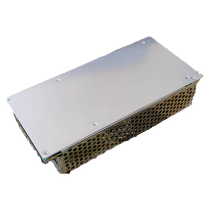 Rectangular metal box with a perforated design on a white background