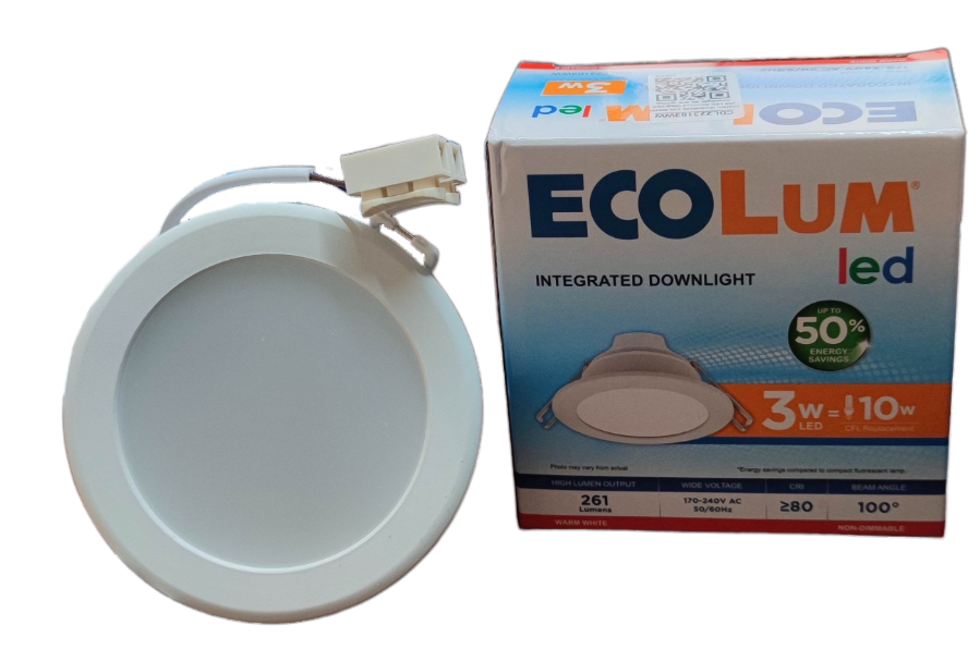 Ecolum 3W LED Downlight Warm White 3000K 220V