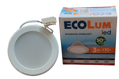 Ecolum 3W LED Downlight Warm White 3000K 220V