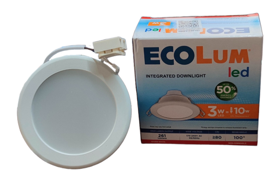 Ecolum 3W LED Downlight Warm White 3000K 220V