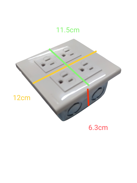 Panasonic 4 Gang Flat Pin Outlet with Ground 16A 220V WEG6806+(2XWEG1512-5)+Utility Box