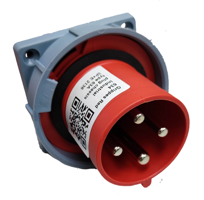 Grippes 63A 3P+E Industrial Plug Chassis Type 63A-6h 380-415V (4 Pins) IEC 60309-2 #634