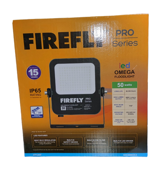 Firefly 50W LED Floodlight 220V Daylight 6500K FFL3050DL Omega Series Flood light