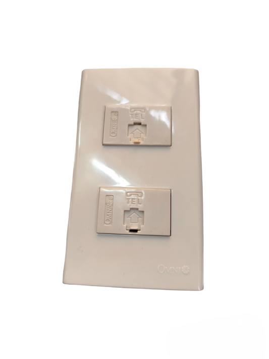 Omni 2 Gang Telephone Outlet with Plate WWP-112+(WWT-302x2)