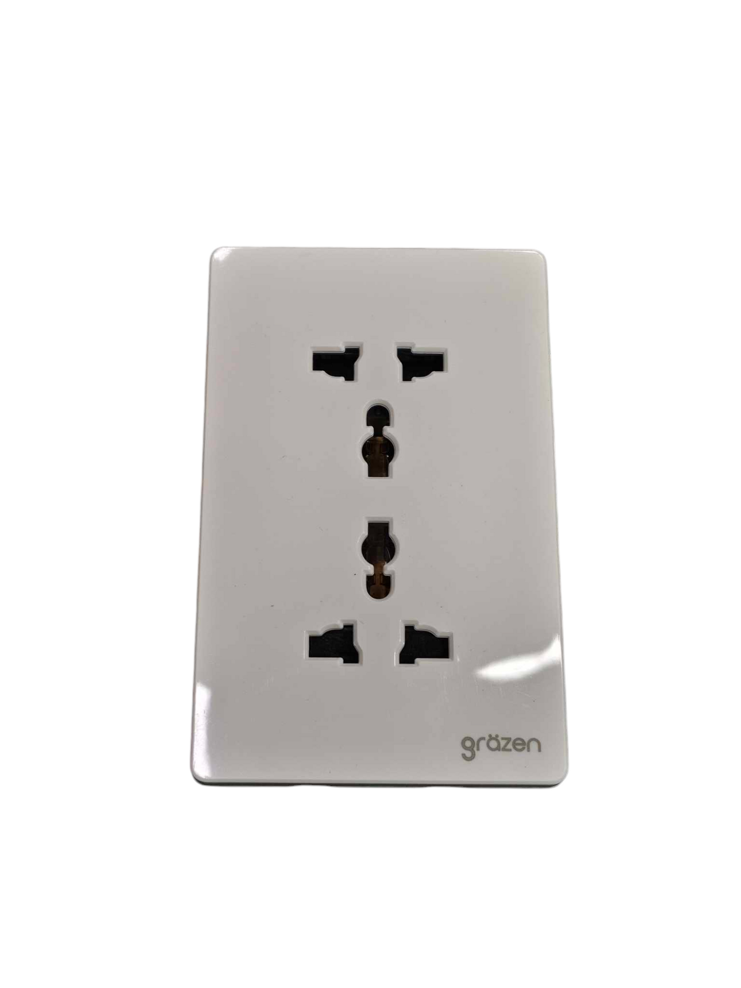 Grazen Duplex Universal Outlet with Ground 16A 220V Available in Gray, Black , White and Gold GW-013