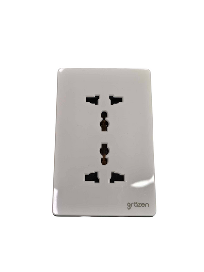 Grazen Duplex Universal Outlet with Ground 16A 220V Available in Gray, Black , White and Gold GW-013