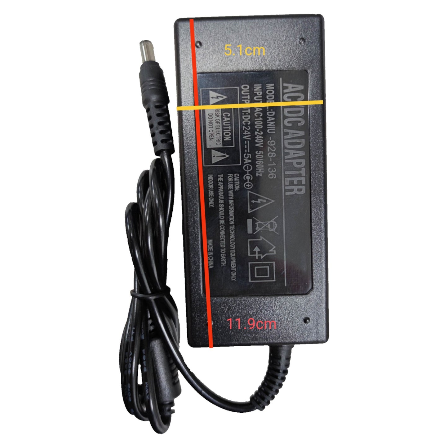 Grippes 24V DC 5A Power Adaptor 220V AC with 5.5mm Crown Plug AC/DC Switching Power Supply