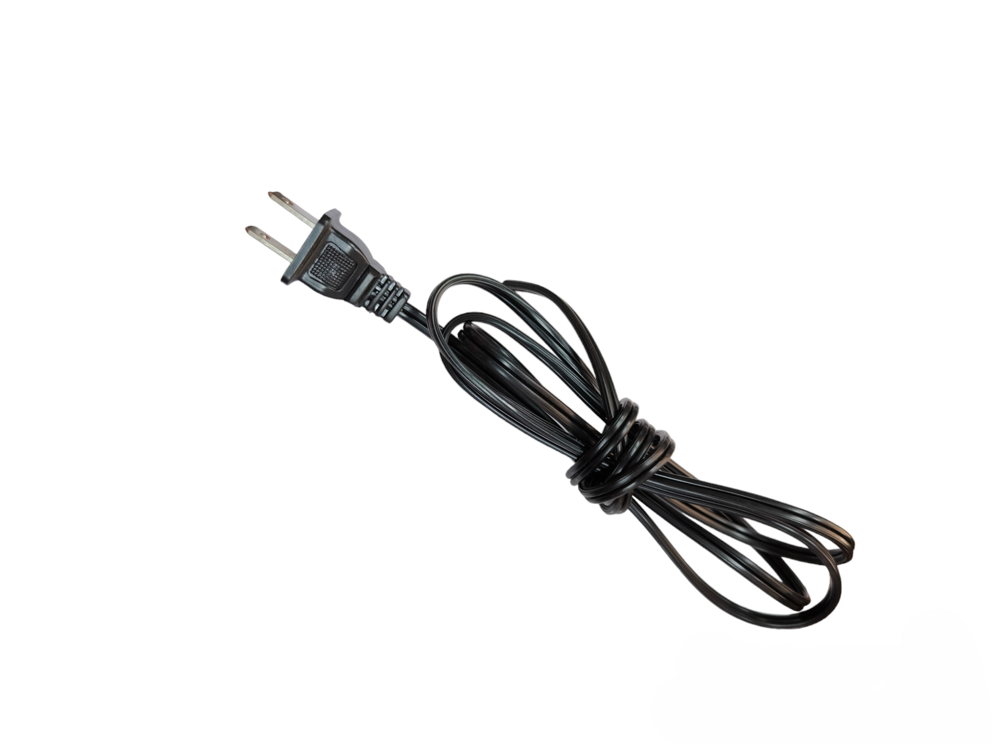 AC Cord Flat Cord AWG 18 Black with two-prong plug for electrical connections