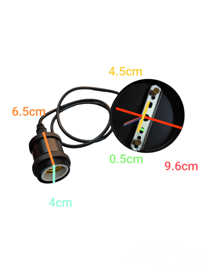 Hanging Socket E27 10A 250V Metal Enclosure Porcelain Socket 96cm AWG 22/2 0.30mm Pendant Light Socket