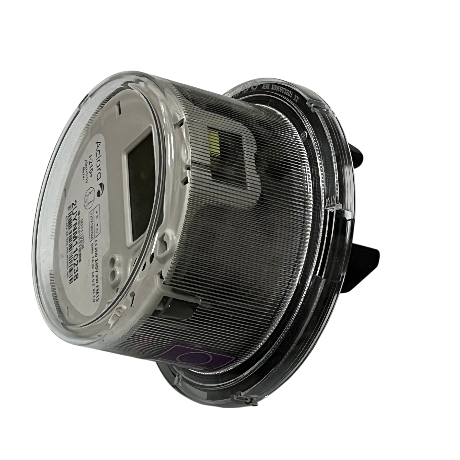 Aclara i210 digital kwh meter with transparent casing for precise energy measurement