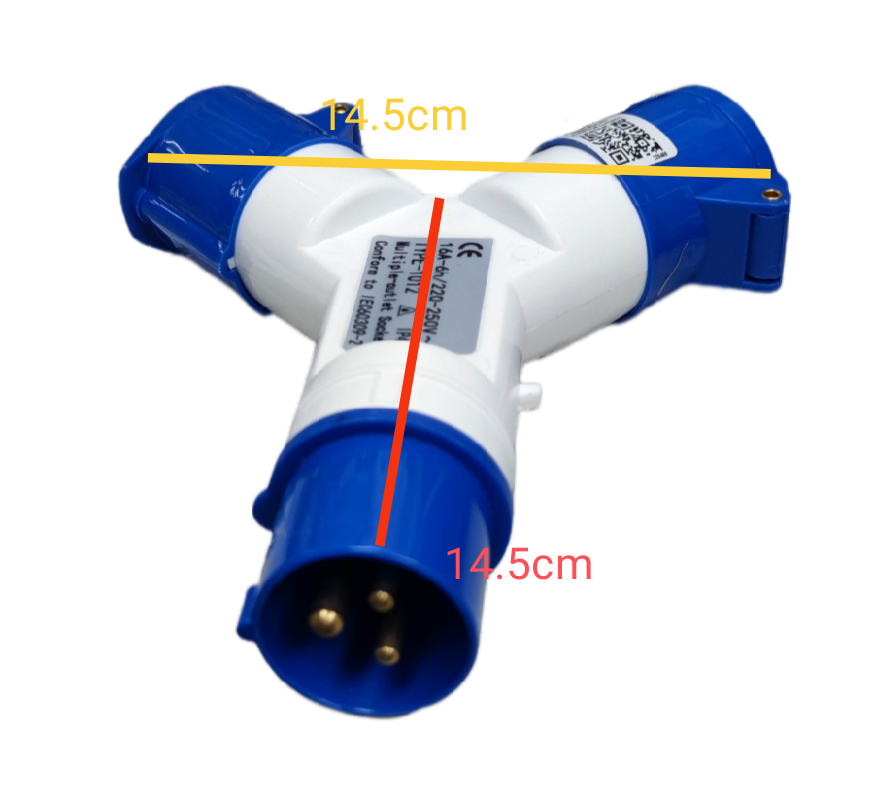 Grippes 16A Industrial Connector 2P+E 220V ( 3 Pins) IP44 1 Male to 2 Female 1x2 , Industrial Plug Splitter 1012 IEC309-2