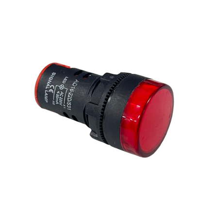 Denko Pilot light 220v RED 22mm round red LED signal lamp with black housing for control panels