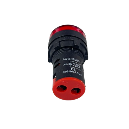 Denko Pilot light 220v RED 22mm panel mount LED signal lamp with red lens and black housing