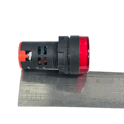 Denko Pilot light 220v RED 22mm industrial red indicator lamp with black housing on ruler