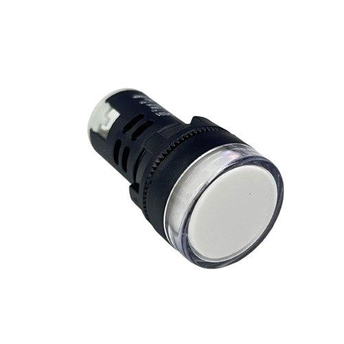 Denko Pilot light 220v WHITE 22mm white indicator lamp with black housing for control panels