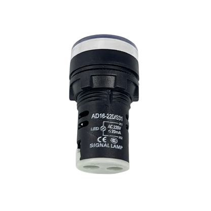 Denko pilot signal lamp front view white lens with black body Pilot light 220v WHITE 22mm for control panels