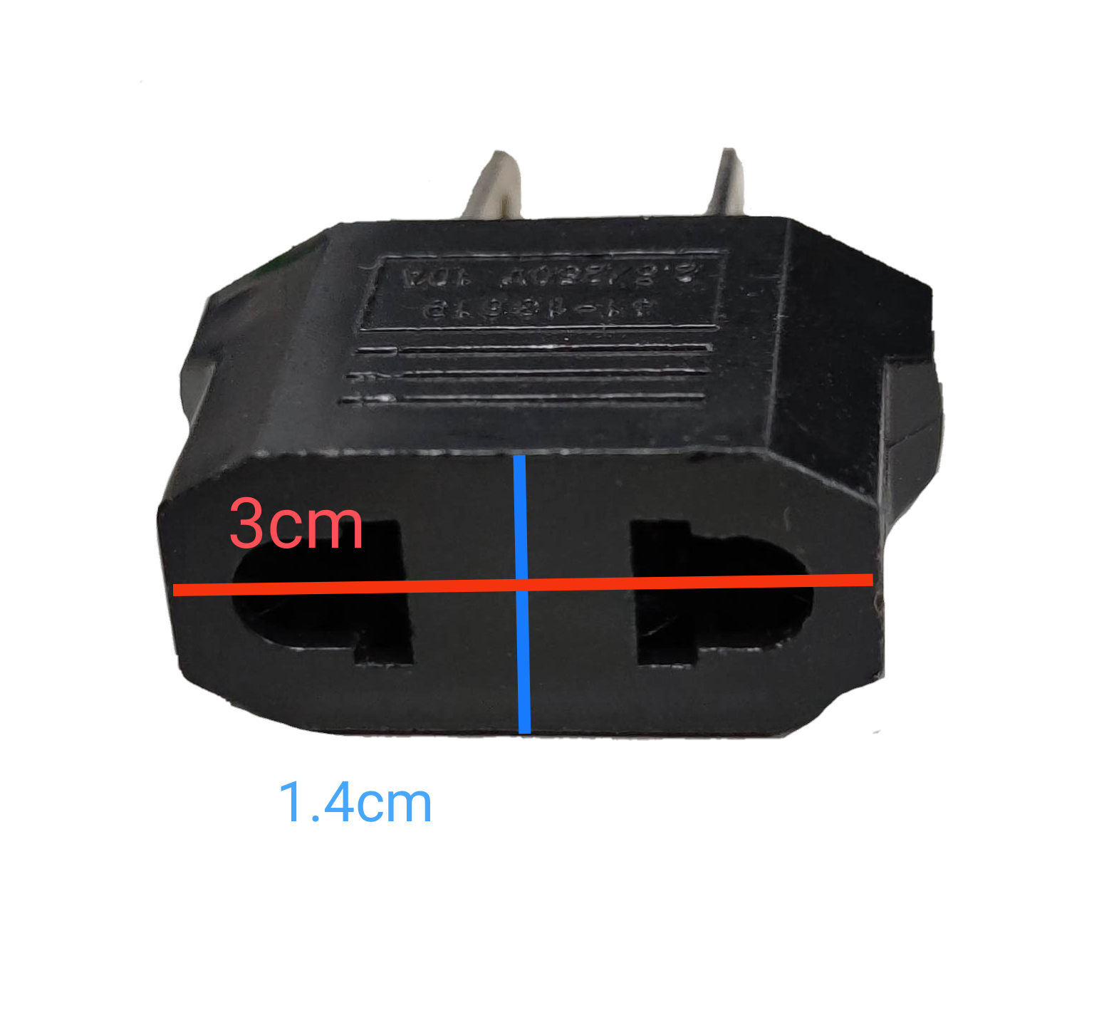 Adaptor Round to Flat Pin 2A 220V black travel adapter with two flat pins for voltage conversion
