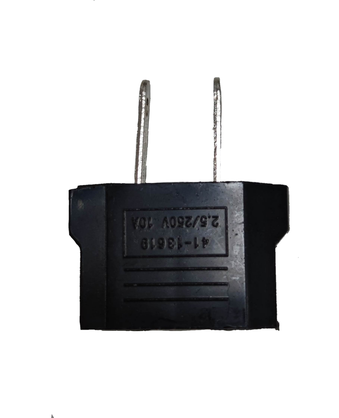 Adaptor Round to Flat Pin 2A 220V black travel adapter from China with two metal flat pins