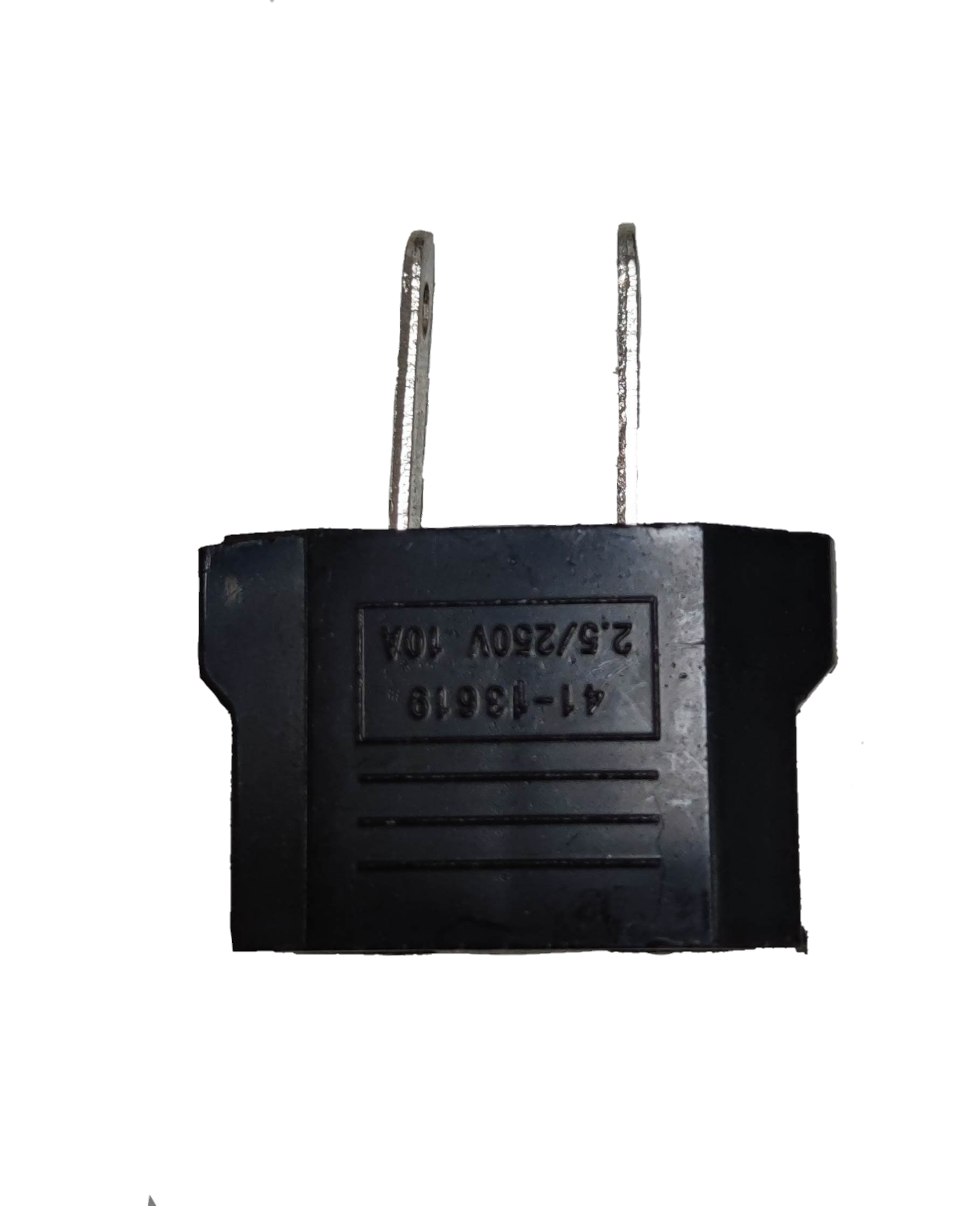 Adaptor Round to Flat Pin 2A 220V black travel adapter from China with two metal flat pins