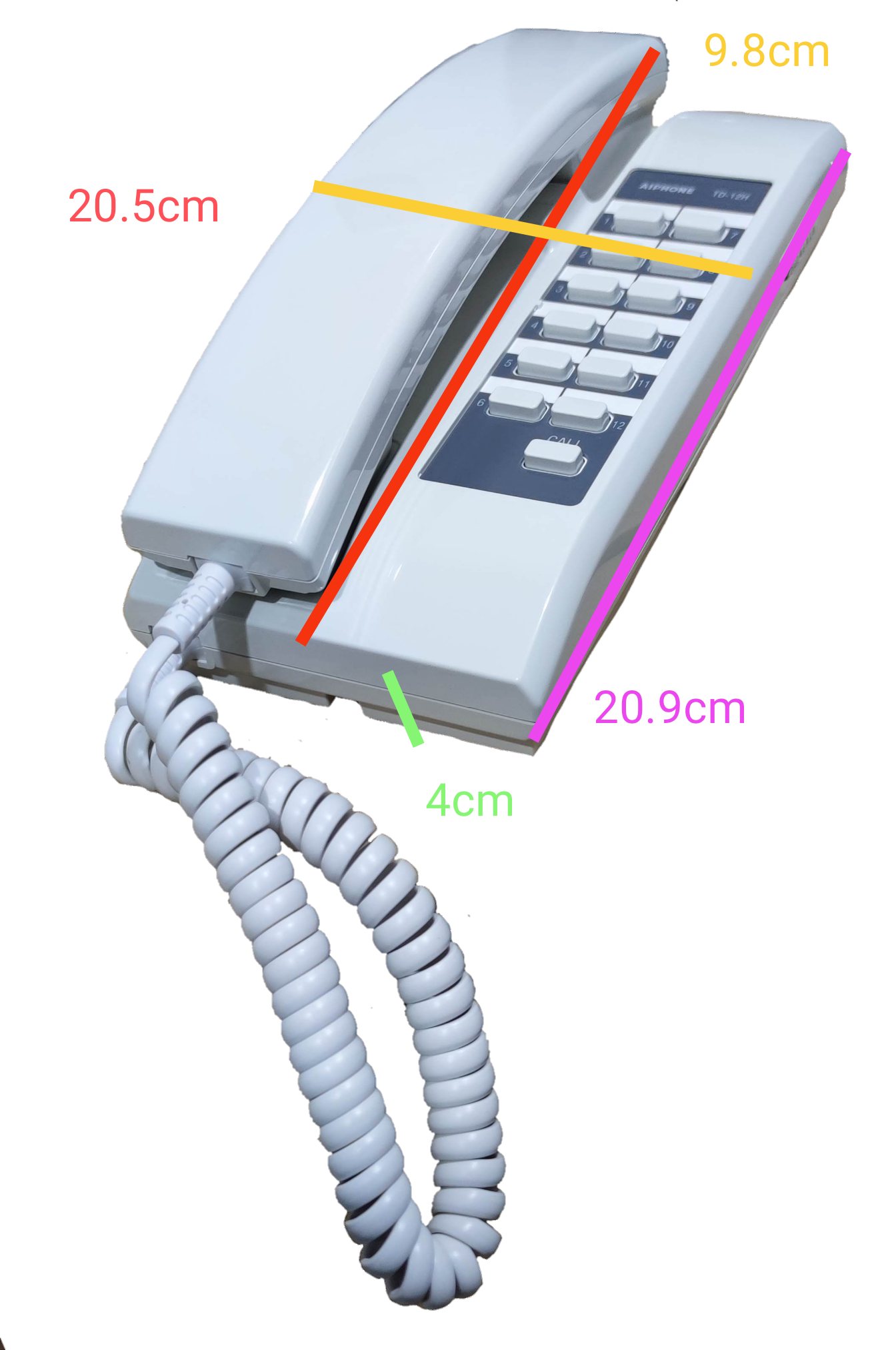 Aiphone 12 station intercom system white handset with numeric keypad and coiled cord for security communication