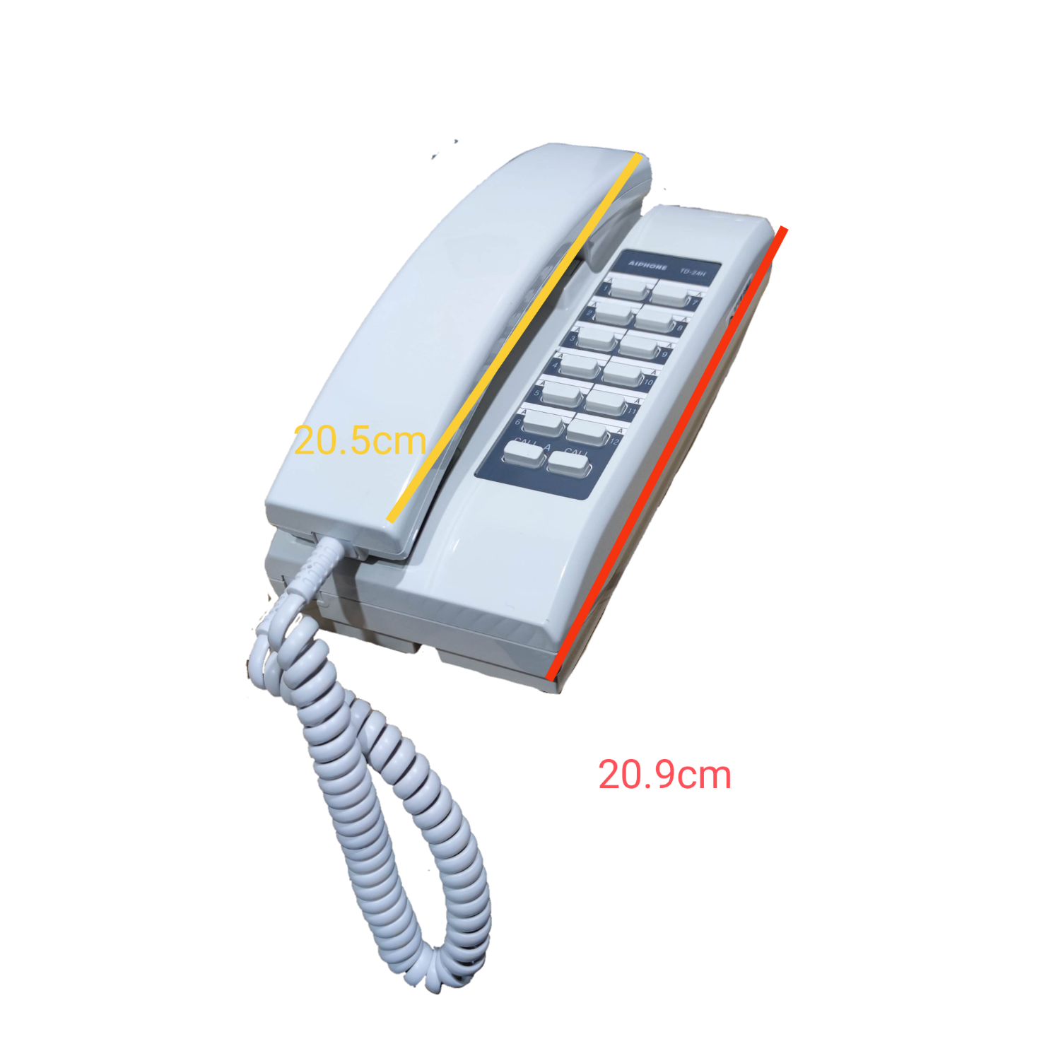 Aiphone 24 station intercom system white desk handset with numeric keypad and coiled cord