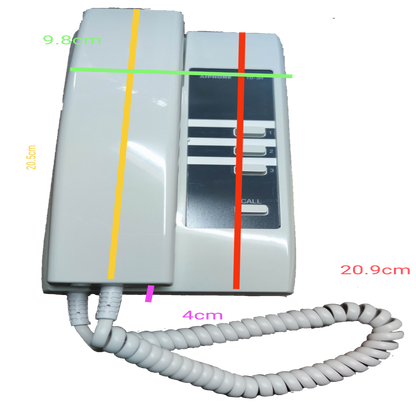 Aiphone 3 station intercom system white wall-mounted handset with buttons and coiled cord