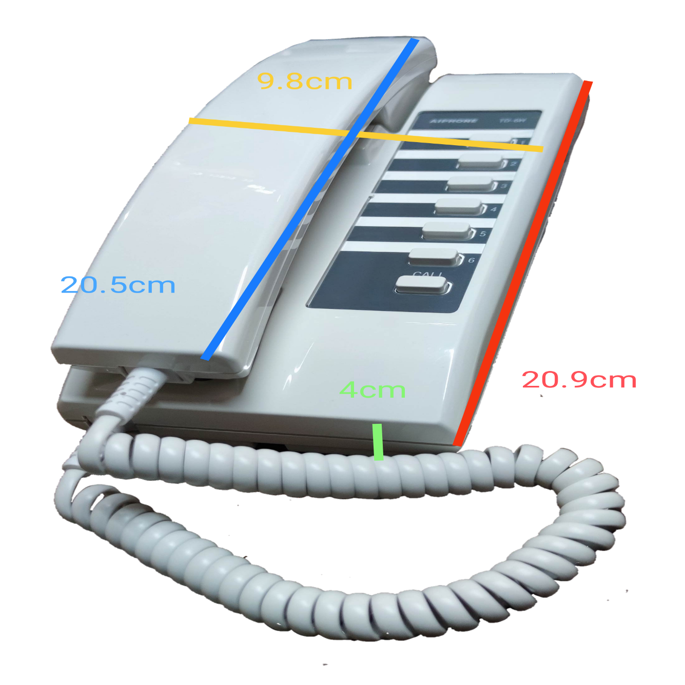 Aiphone 6 station intercom system white wall-mounted unit with handset and multiple buttons