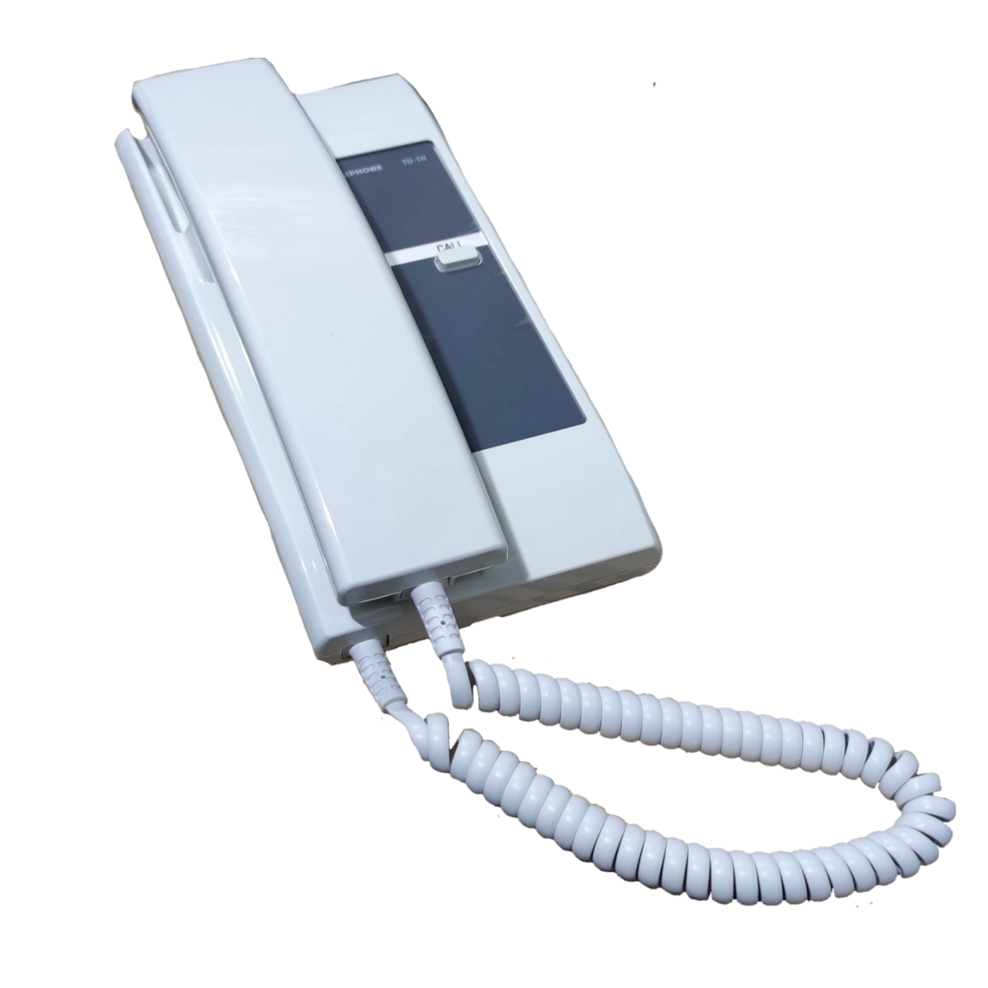 Aiphone 6 station intercom system white wall-mounted telephone handset with coiled cord