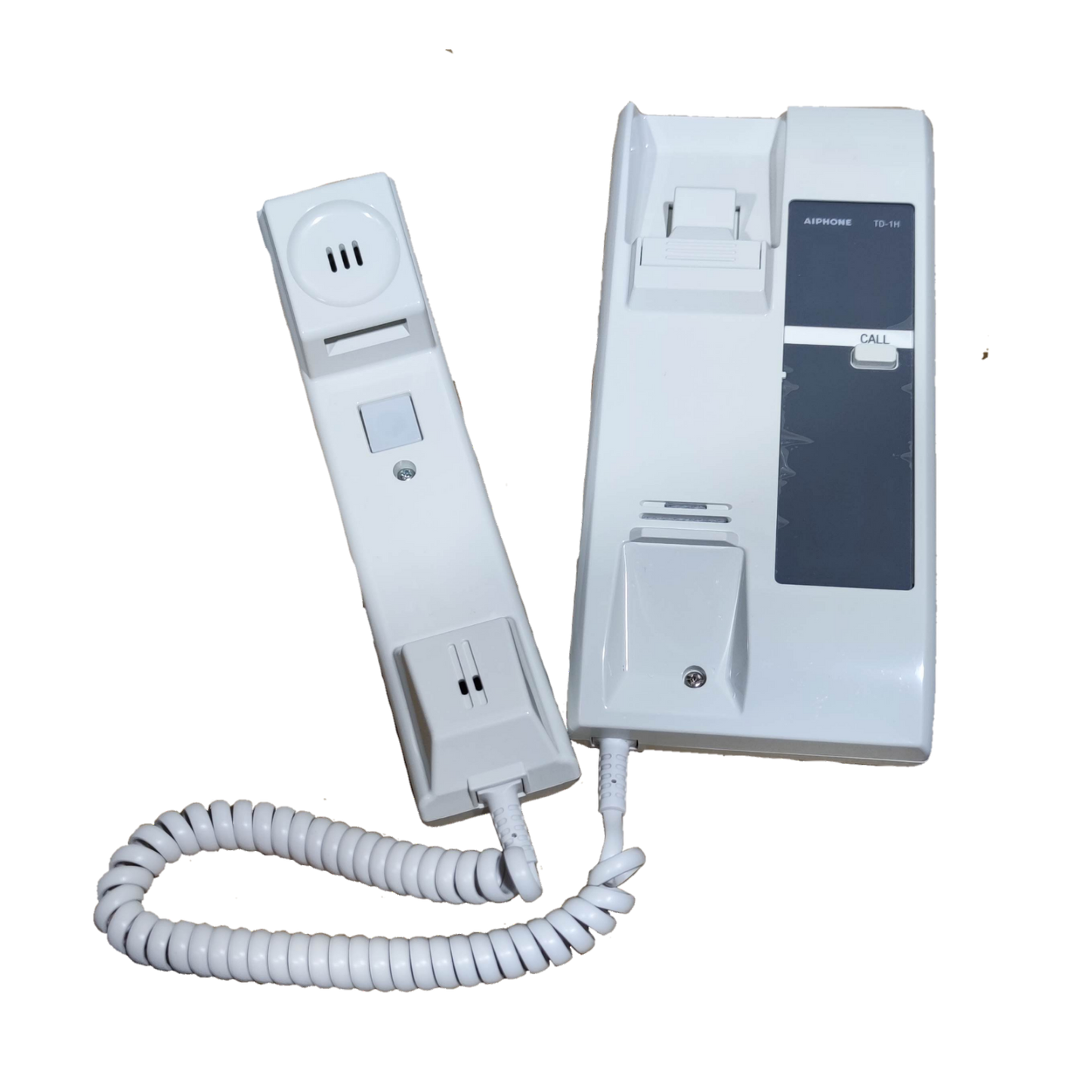 Aiphone intercom substation TD-1H white wall-mounted handset with coiled cord for communication