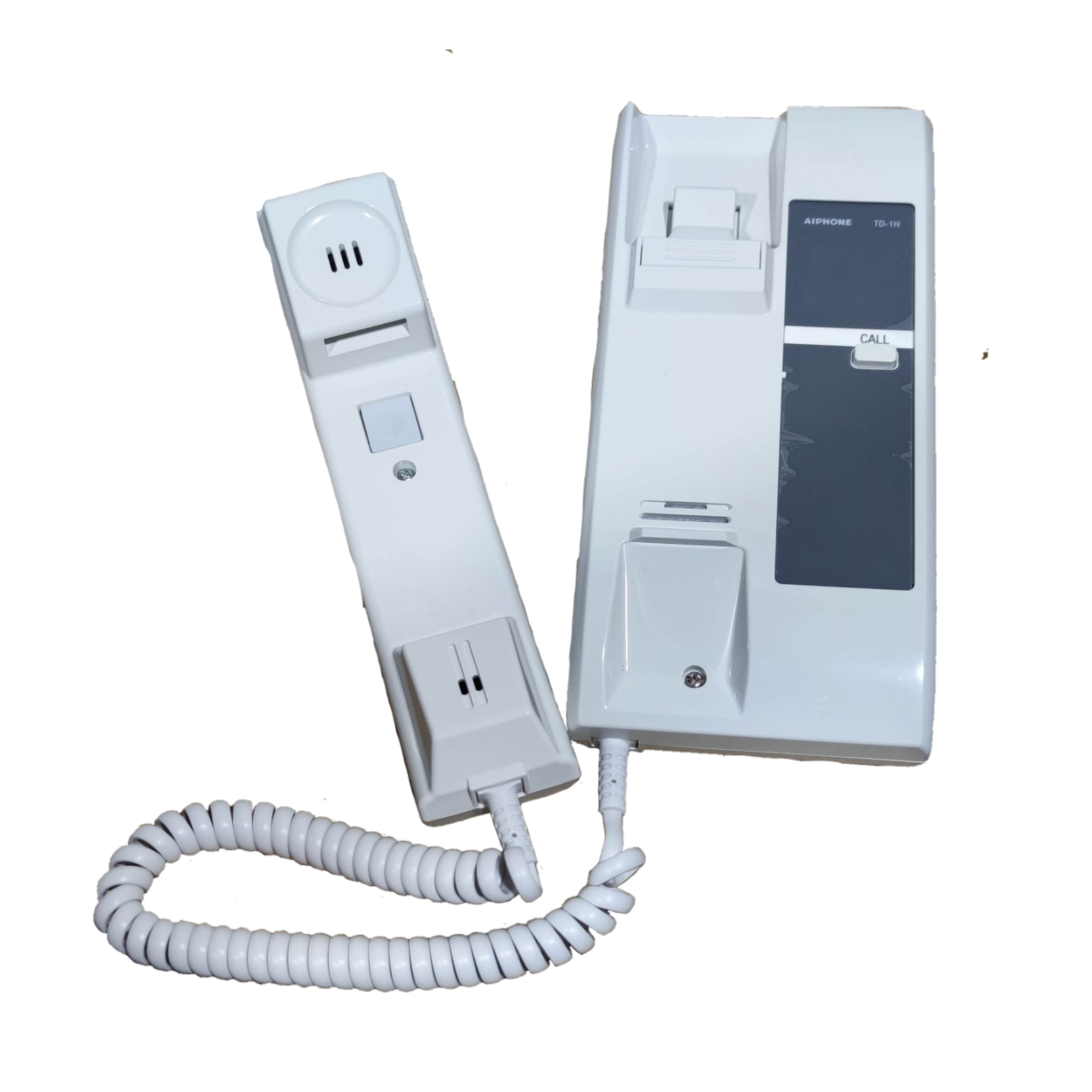 Aiphone intercom substation TD-1H white wall-mounted handset with coiled cord for communication