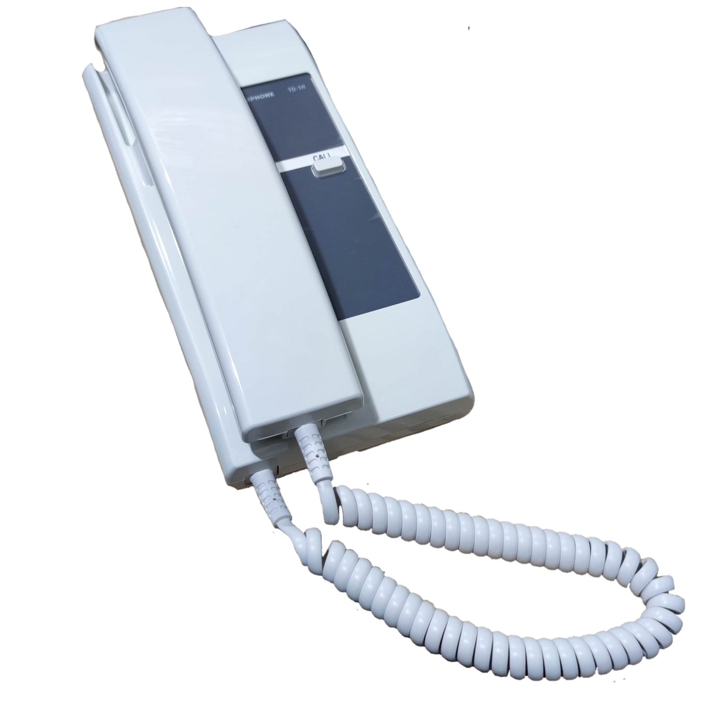 White Aiphone intercom substation TD-1H with handset and coiled cord for security communication