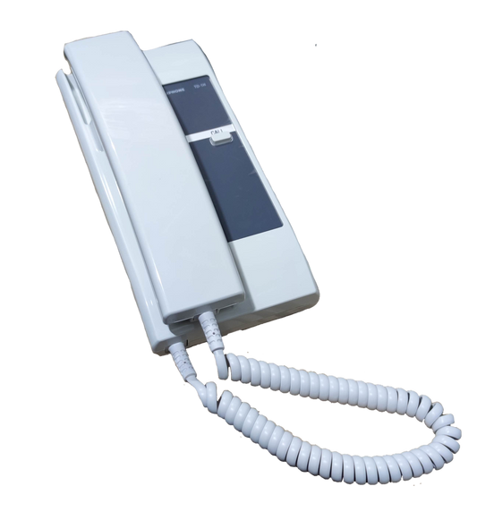 White Aiphone intercom substation TD-1H with handset and coiled cord for security communication