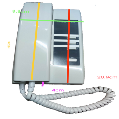Aiphone intercom system wall-mounted phone unit with coiled cord and multiple buttons