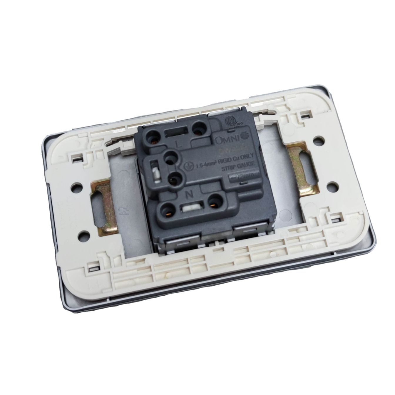 Omni Aircon Outlet Tandem Outlet power point switch component with white frame on black background