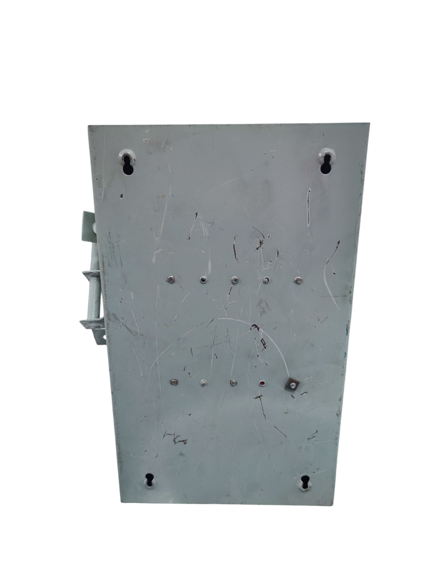 Allied 100A 3 pole safety switch electrical circuitry part in gray metal casing