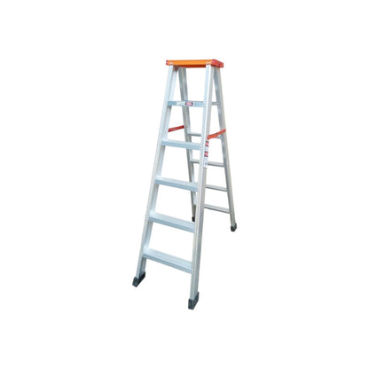 Tailee 6 Step Double Sided A Type Ladder aluminum step ladder with orange top platform and rubber feet