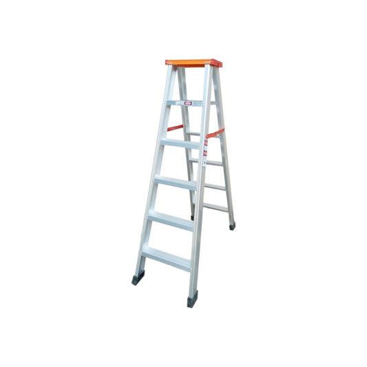 Tailee 6 Step Double Sided A Type Ladder aluminum step ladder with orange top platform and rubber feet