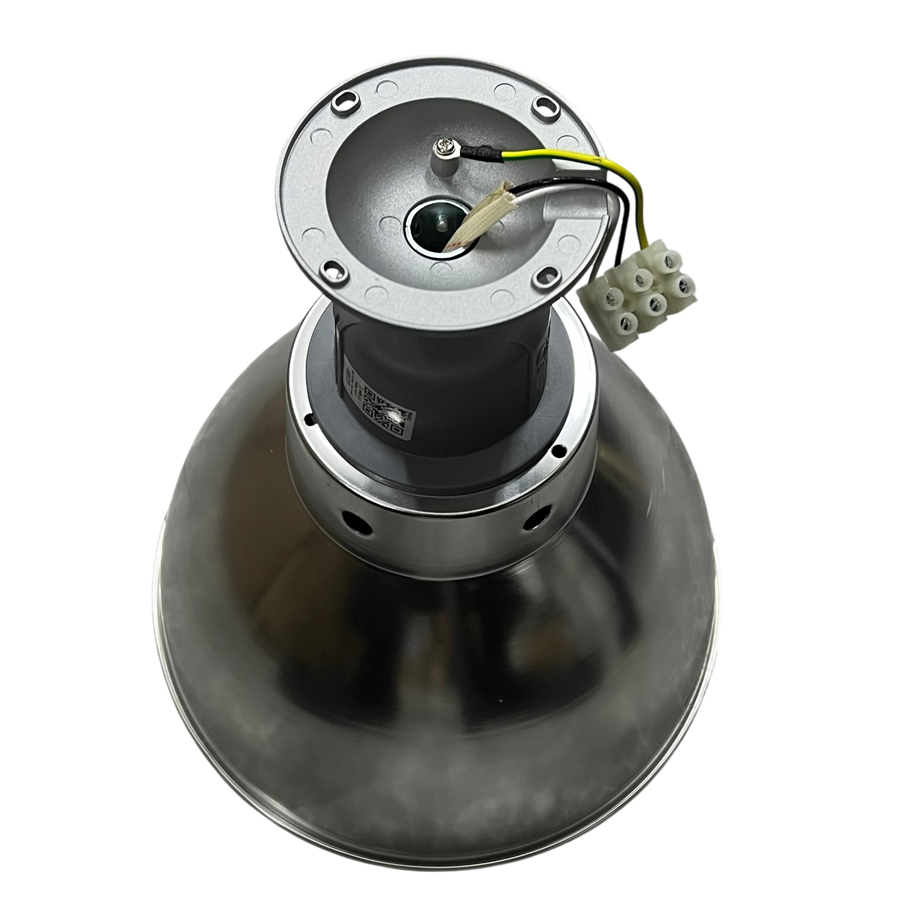 Biglite 10 inch aluminum reflector with E27 socket lighting installation accessory on black background