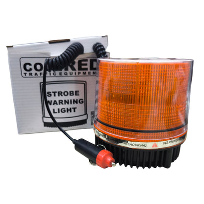 Code Red amber strobe warning light 24V with durable design for improved visibility on work sites