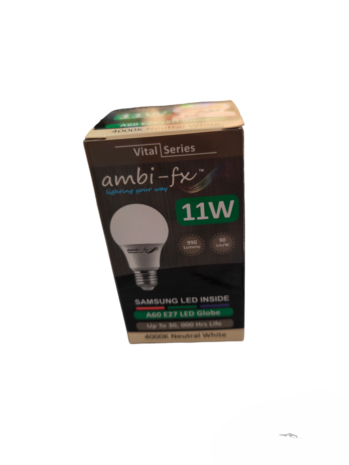 Ambi-fx 11W E27 LED bulb Vital Series box with Samsung LED inside and neutral white light