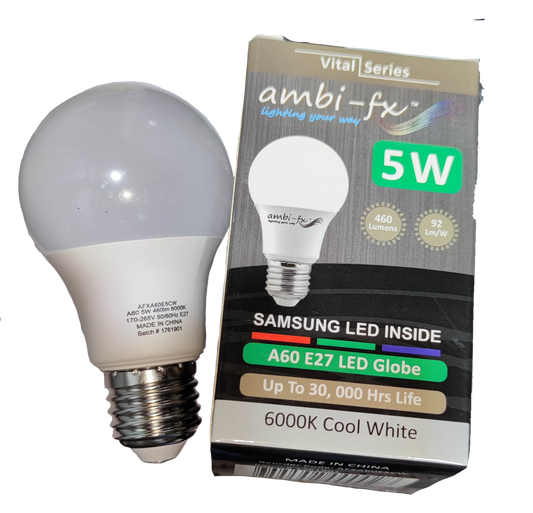 Ambi-fx 5W E27 LED bulb 6000K cool white light with Samsung LED inside and long lifespan