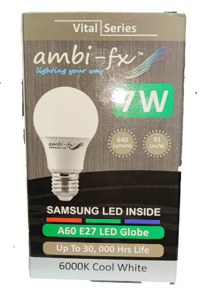 Ambi-fx 7W LED bulb E27 6000K cool white with Samsung LED inside and 30000 hours life