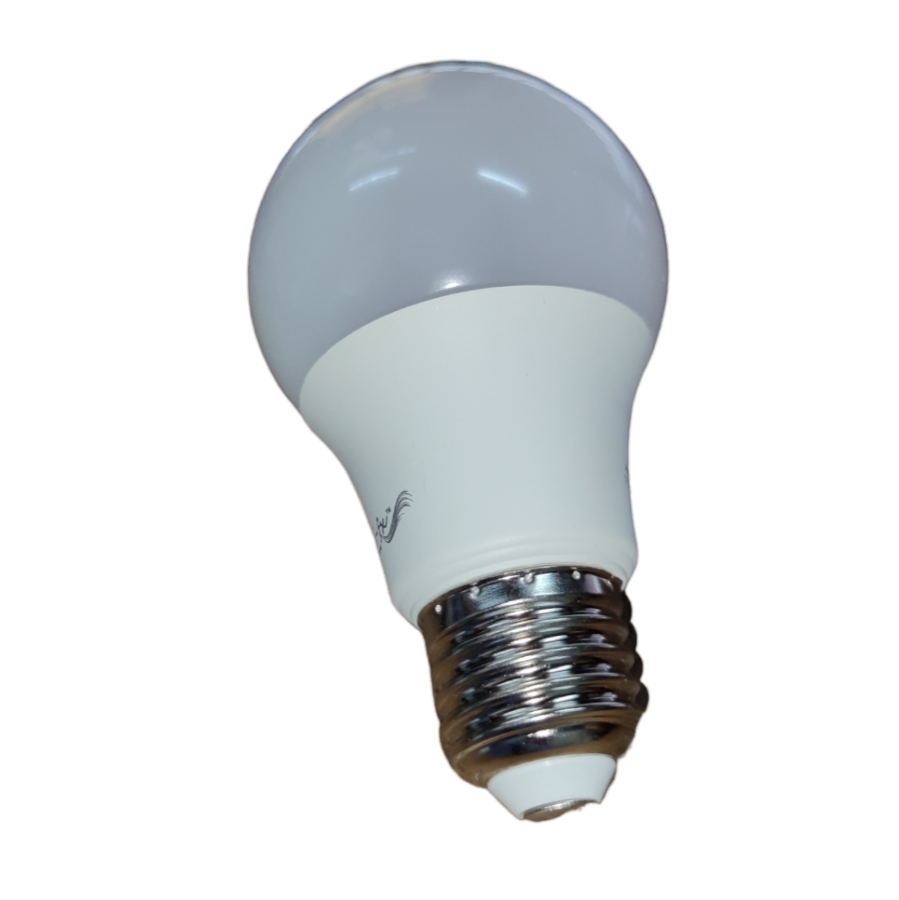 Ambi fx 9W LED Bulb E27 220V 6000K white frosted globe LED bulb angled on black background