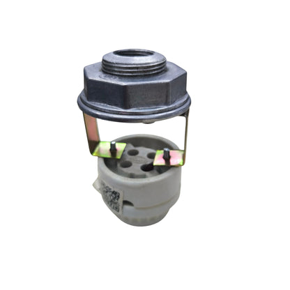Amco E27 light socket long conduit with metal housing and secure mounting clip for reliable lighting installation