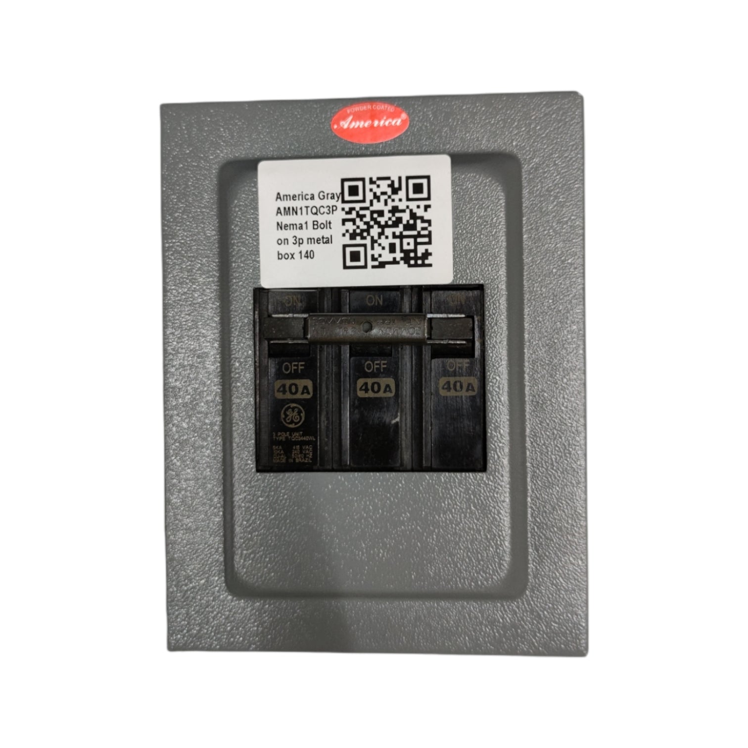 GE 3 phase circuit breaker with enclosure featuring three 40A switches for reliable electrical protection